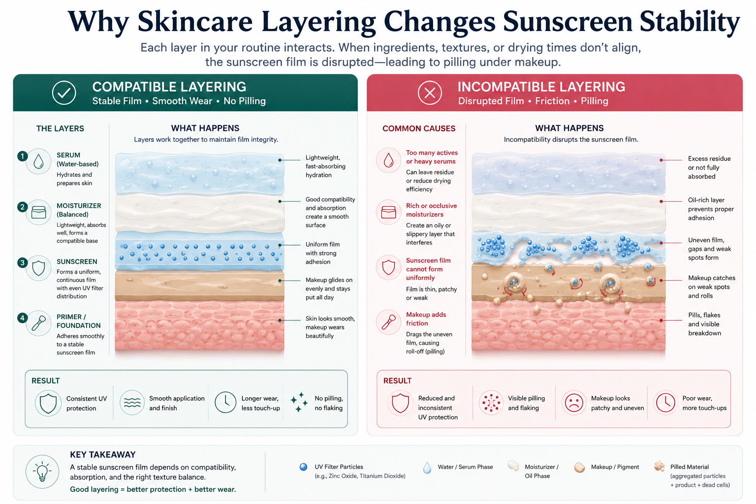Why Skincare layering changes sunscreen stability